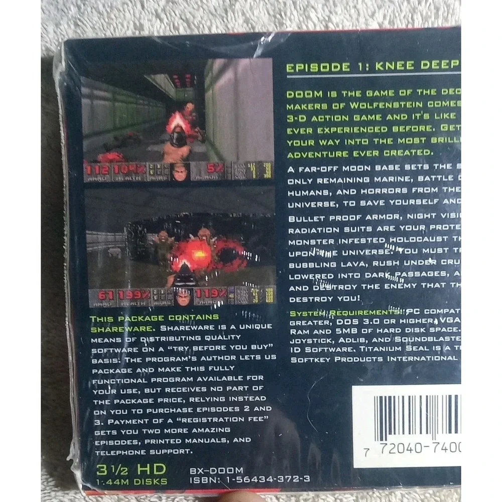 Doom The Ultimate 3-D Virtual Reality Game PC 1993 3.5 Disk Sealed Big Box New